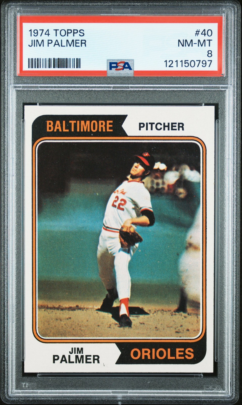 1974 TOPPS #40 JIM PALMER PSA 8