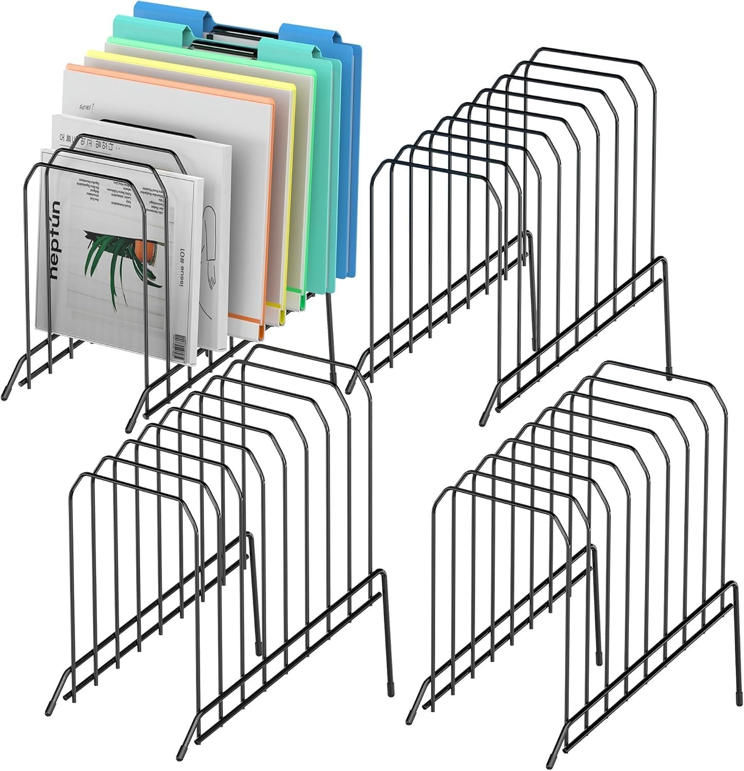 Incline Sorter Desk File Organizer, Metal Desk Magazine Folder Holder with