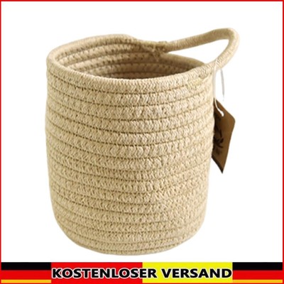 Casual Cotton Woven Basket with Hook Desktop Storage Basket for Home (Khaki)
