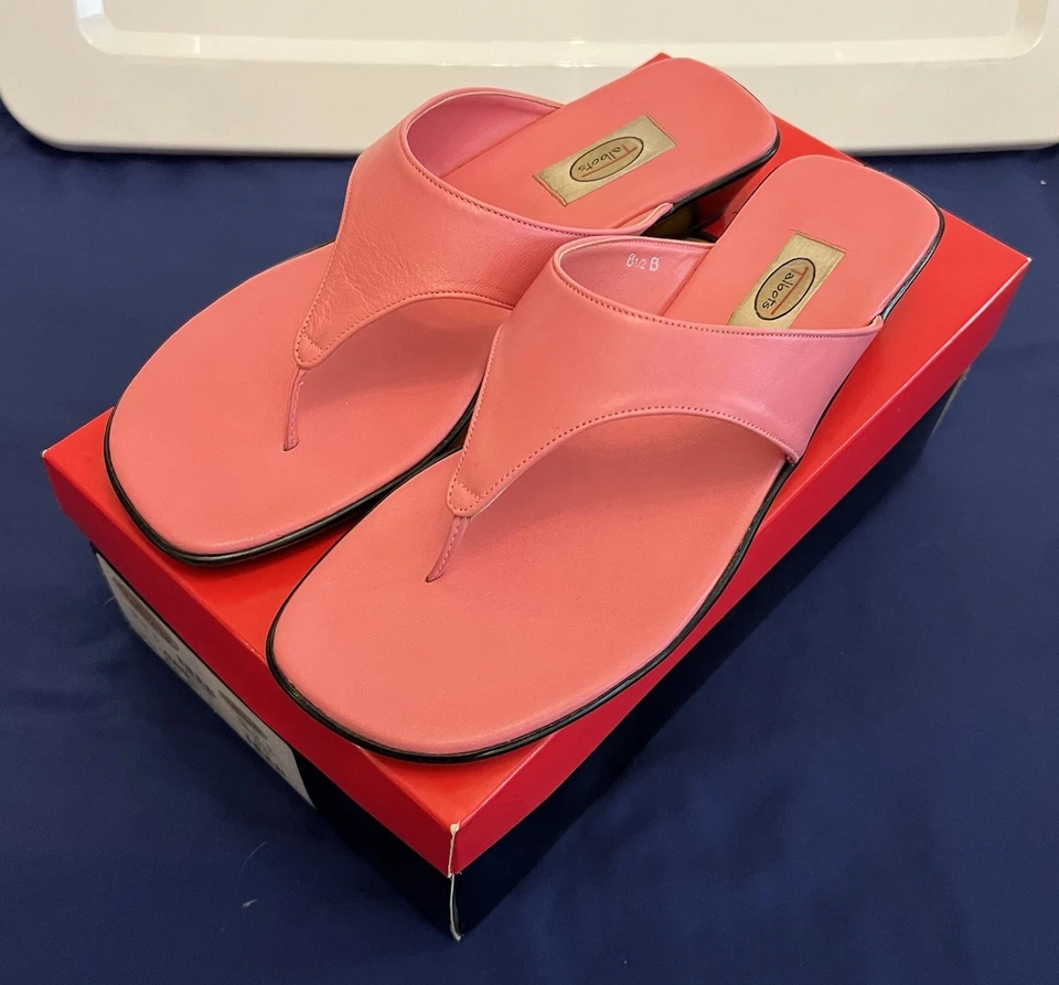 Sandalias Talbot's Damas Rosa Gail Talla 8.5 Cuero España Chanclas Nuevas En Caja Foto 2 de 4