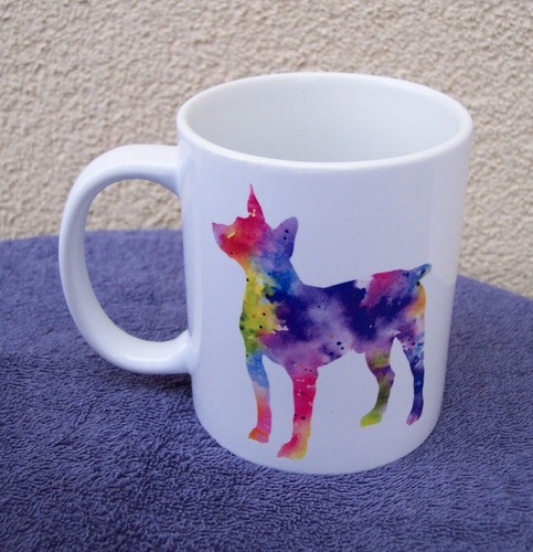DJ Rogers Colorful Rat Terrier Dog Coffee Mug Cup GIFT watercolor multi on white