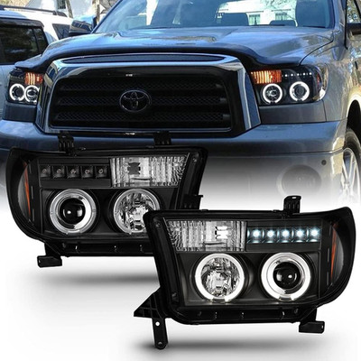 - for 2007-2013 Toyota Tundra 08-17 Sequoia LED Halo Ring Black Housing Projecto