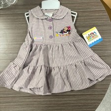 Vintage 90s Minnie Sun Baby Dress 24M Tiered Purple Stripe
