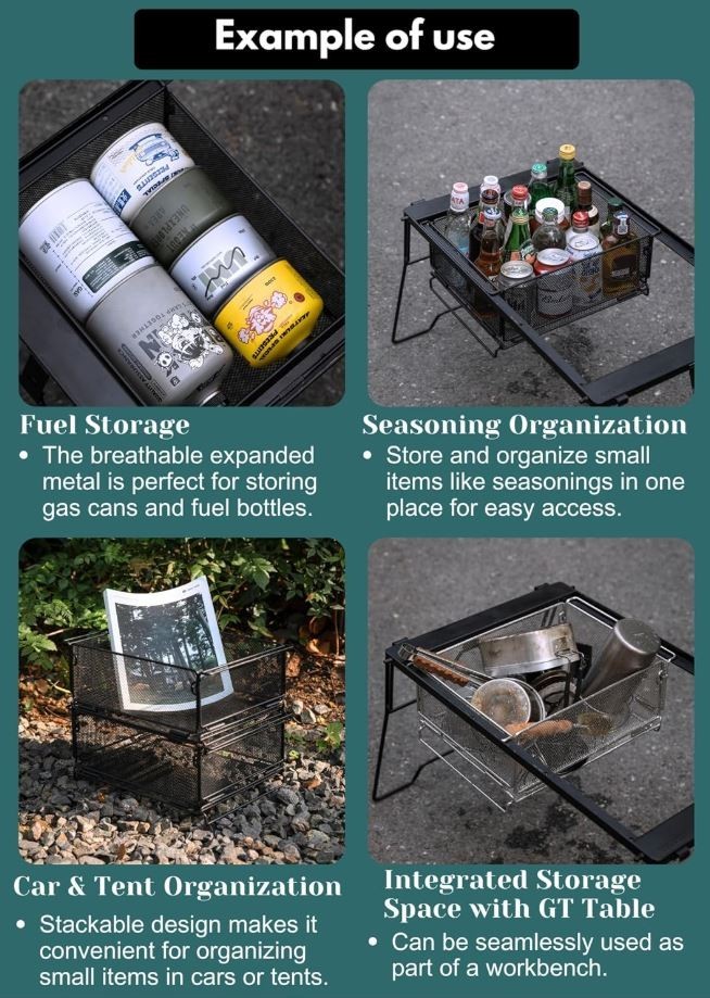 Camping moon Deep Mesh Tray CK-24BK Steel Storage Box Insert 4 IGT Table System
