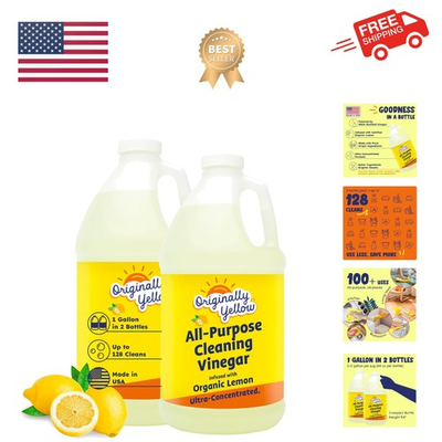 #ad 128 Oz Lemon Vinegar Cleaning Solution Non Toxic amp; Family Safe 2 Pack $53.99