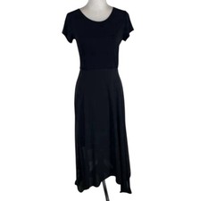 Vince Camuto Maxi Dress Womens Small Black Short Sleeve Round Neck Back Zip