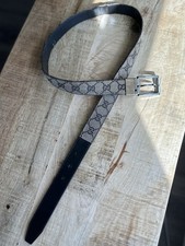 Gucci Men's Brown Logo Print Reversible Silver Buckle Dress Belt 90/36 r