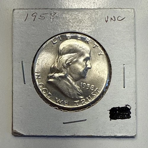 1958 U.S. Silver Franklin Half Dollar 50c Uncirculated 90% Silver