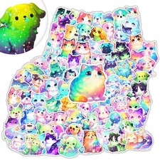 100 Pcs Holographic Rainbow Dog and Cat Stickers 2 in, Pet Designs 100pcs 