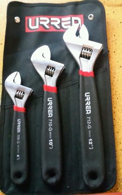 URREA 795G 8-INCH, 10-INCH AND 12-INCH CUSHION GRIP ADJUSTABLE  WRENCH,3-PIECE 660731621181 | eBay