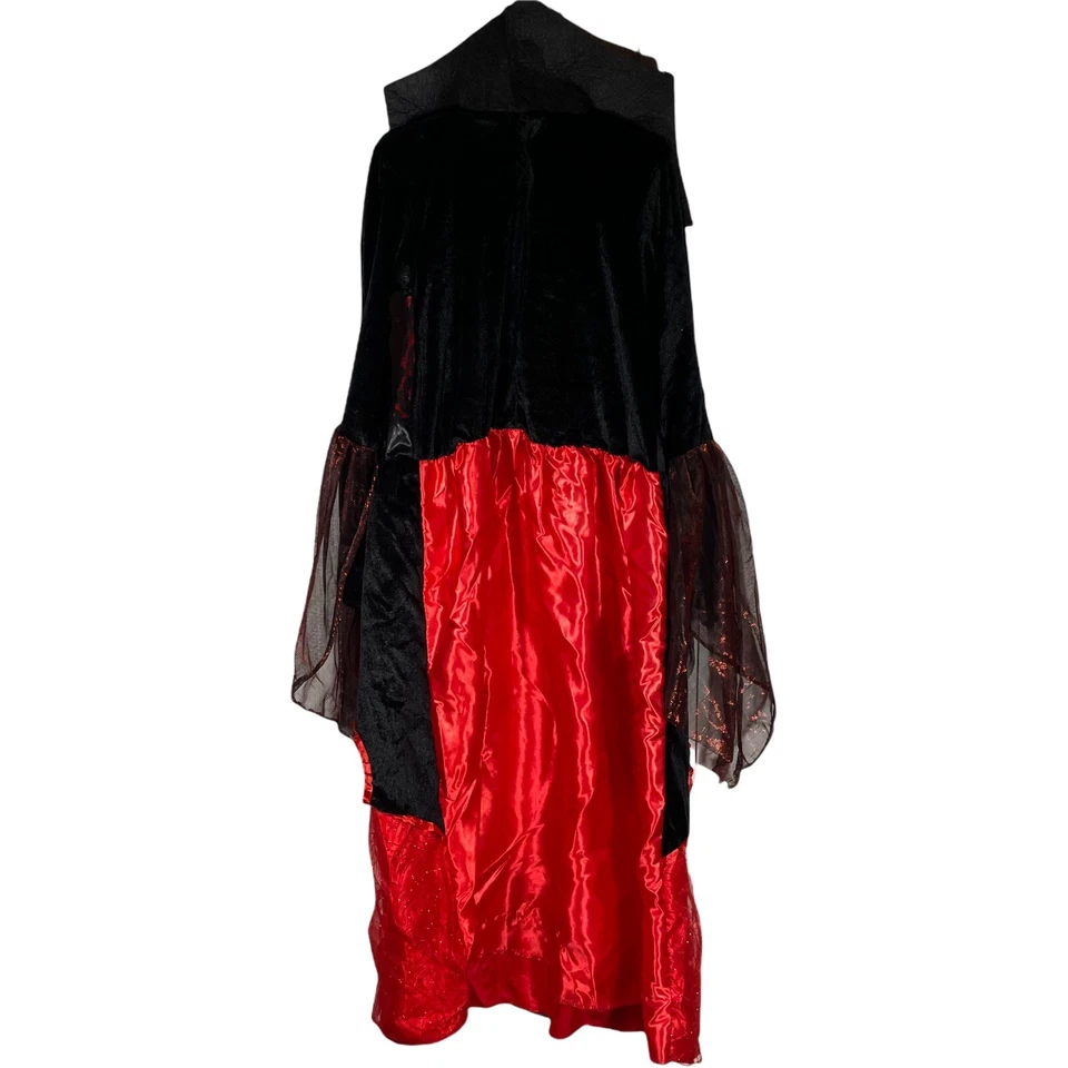 Vestido Vampiro Niñas Mediano Rojo Negro Mangas Veladas Cuello Pecho 26 Largo 40 Foto 3 de 4