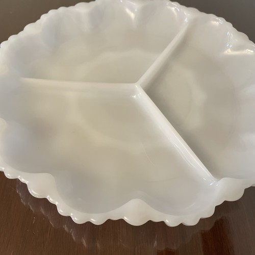Vintage Anchor Hocking Milchglas Relish Tablett massiv weiß - Bild 5 von 8