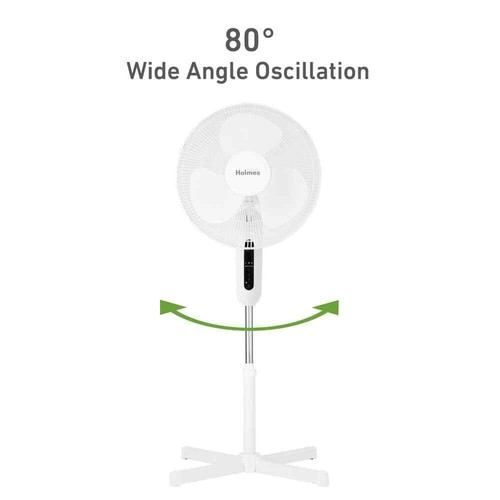 16 in. Digital Oscillating 3-Speed Stand Fan with Remote Control White - Picture 4 of 7