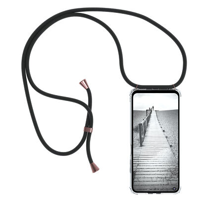 Für Xiaomi Redmi Note 9T Handyhülle zum Umhängen Kordel Kette Schwarz Clips Rose