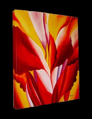 Oil Painting on canvas Stretched - ''Red Canna''   size: 20''x 24'' ready to hang 