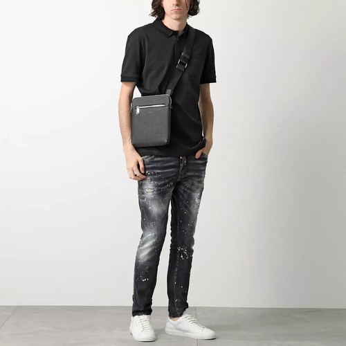 HUGO BOSS Morval_S All Leather Zip Env_O Bag 50517985 Black - Picture 3 of 10