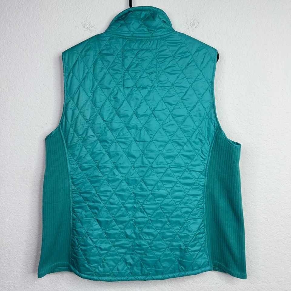 L.L.Bean Vest Womens 1X Teal Quilted Zip Fleece Lined Hiking Outdoor Active - Image 2 of 4