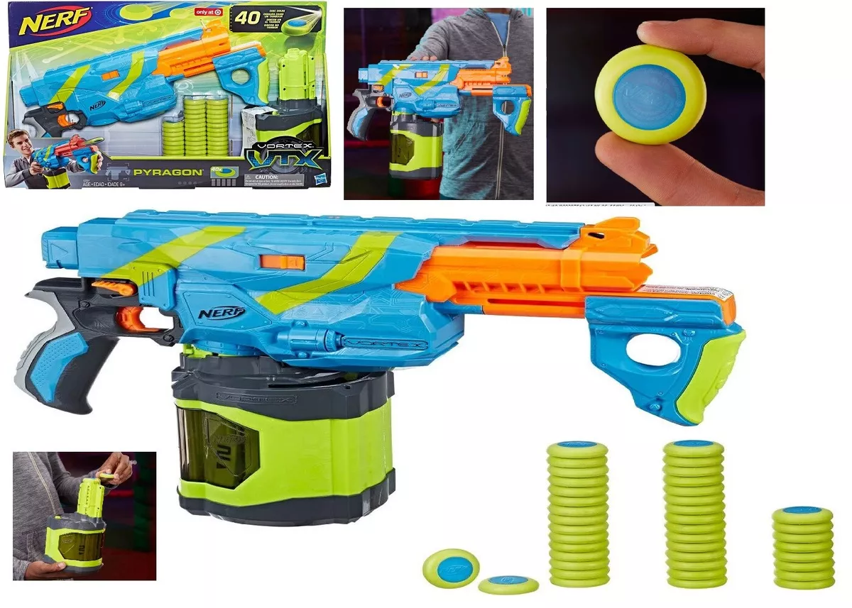 NERF Vortex VTX Pyragon With 40 Discs Ages 8+ Toy Blaster Gun Disc Drum  Play | eBay