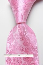 Classic Paisley Pink JACQUARD WOVEN 100 Silk Men's Necktie Tie