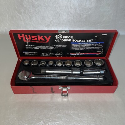 Vintage Husky Professional Socket Set 13 Piece 1/2” Drive Socket