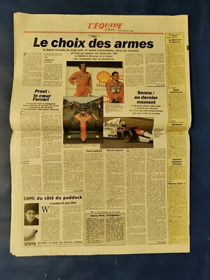PROST VS SENNA Zeitung Das Team 28.8.1990 ''DIE WAHL DER WAFFEN''