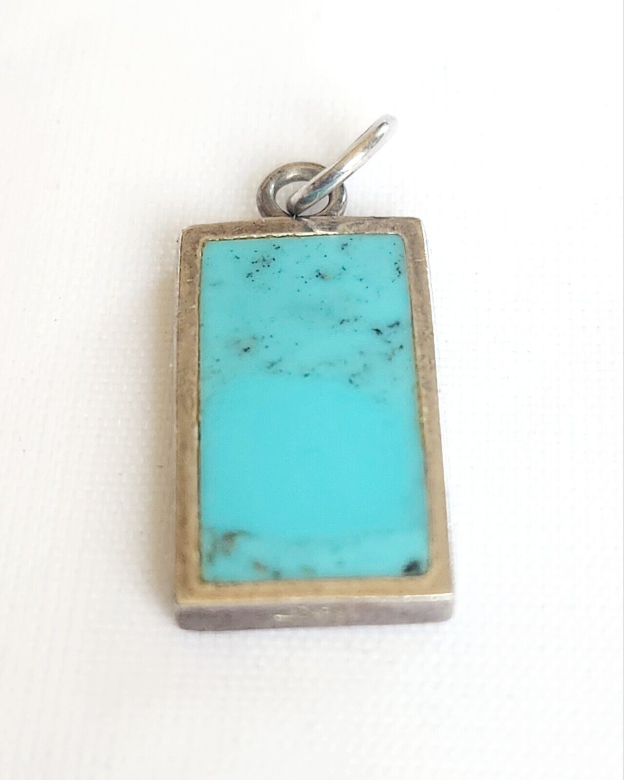 Vintage Estate Turquoise and Sterling Silver Rect… - image 8