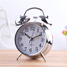 New Retro Loud Double Bell Mechanical Wound Alarm Clock With Night Light UK