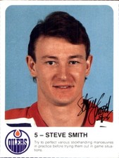 1985-86 EDMONTON OILERS Red Rooster Post Cereal Old Dutch #5 Steve Smith Vintage