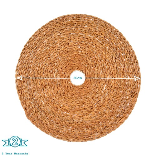 Round Straw Placemats & Coasters Dinner Water Hyacinth Weave - Typha - x12 - Picture 3 of 7