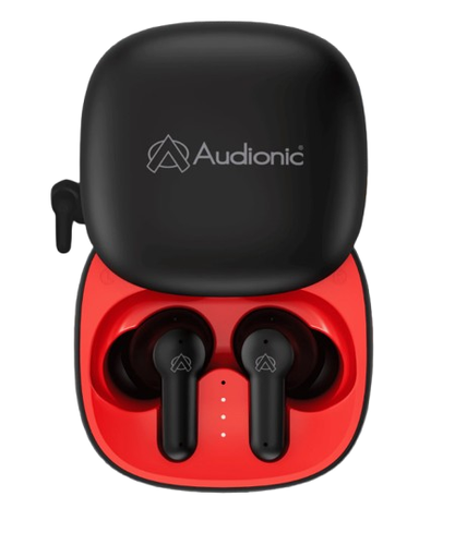 Audionic - Słuchawki douszne wersja BT 5.8 Czerwony Czarny Kolor 1 rok gwarancji - Zdjęcie 2 z 4