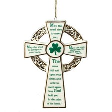 Porcelain IRISH BLESSING CROSS Christmas Ornament, 4.75" Tall, by Kurt Adler