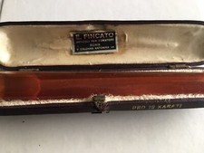 ANTIQUE ITALY AMBER/18kt. SMOKING-CIGAR HOLDER/BOX by E. FINCATO-MOUTHPIECE 👍