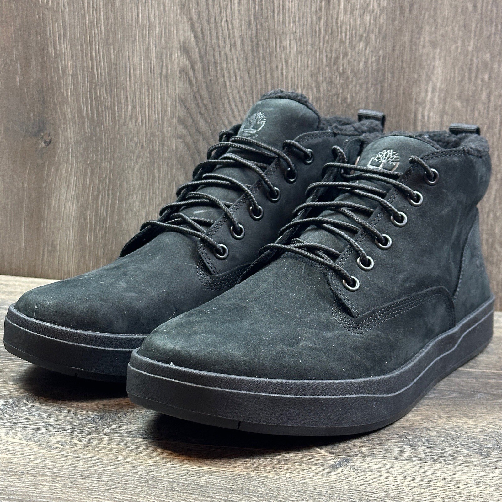 Timberland Men's Davis Square Fur Lined Chukka Boots Size 12 Black