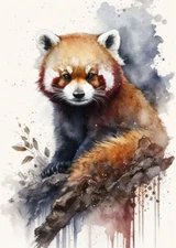 Red Panda Watercolor PREMIUM POSTER FILM PRINT HIGH QUALITY Thick paper