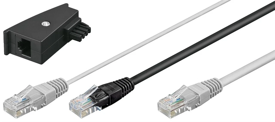 3m Telefon Y Kabel DSL 2x RJ45 auf RJ45 + TAE Adapter für Fritzbox Router - Bild 2 von 3