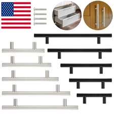 Black/Silver Kitchen Round Cabinet Handles Pulls Drawer Hardware Handle 6-14inch