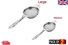 Set of 2 (Medium & Large) Tea Juice Soup Liquid Oil Steel Strainer Filter Mesh 