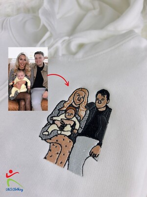 Personalised Unisex Adults Hoodie Custom Anniversary Photo Sketch