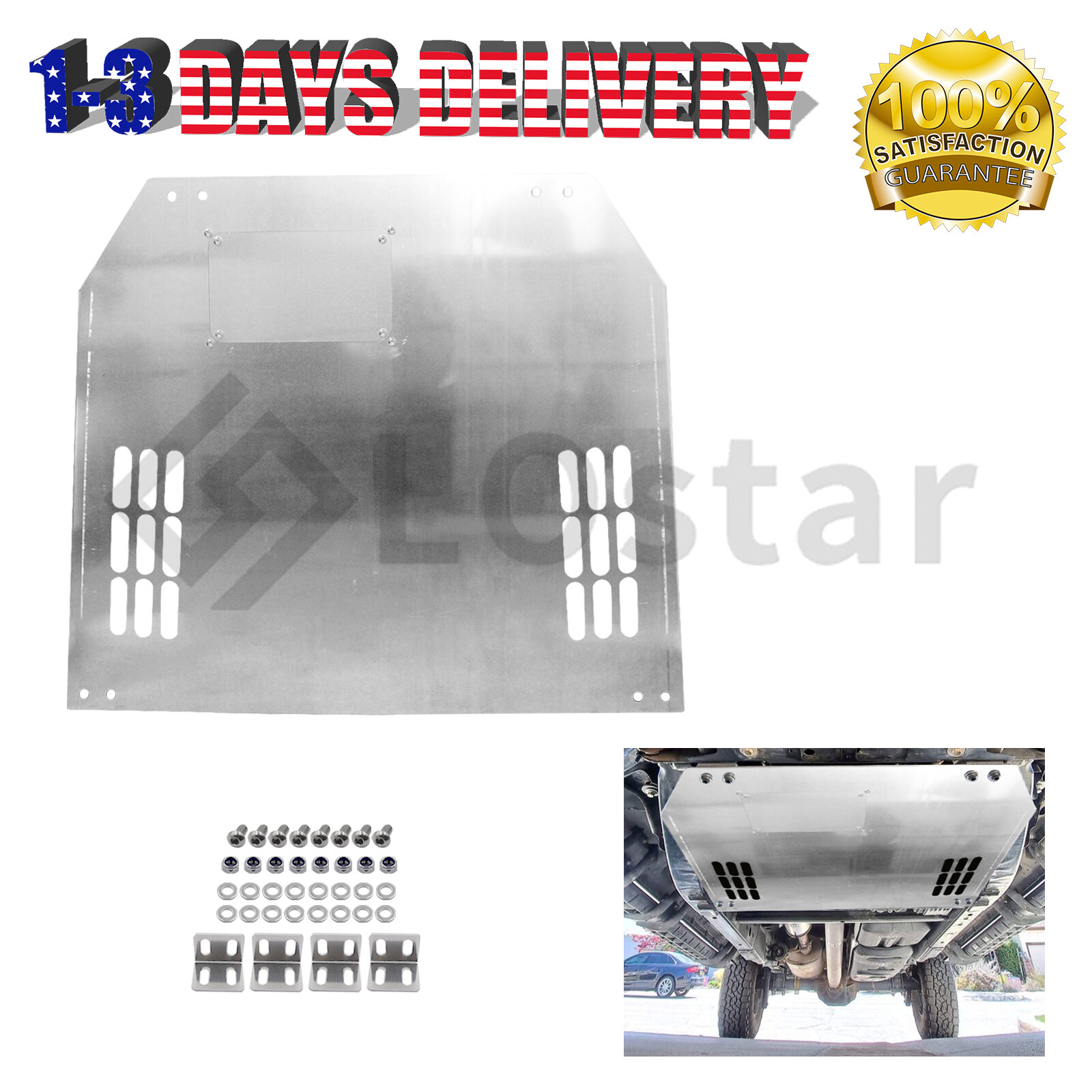 Aluminum Catalytic Converter Protection Shield Silver For 2009-2024 Ford F-150