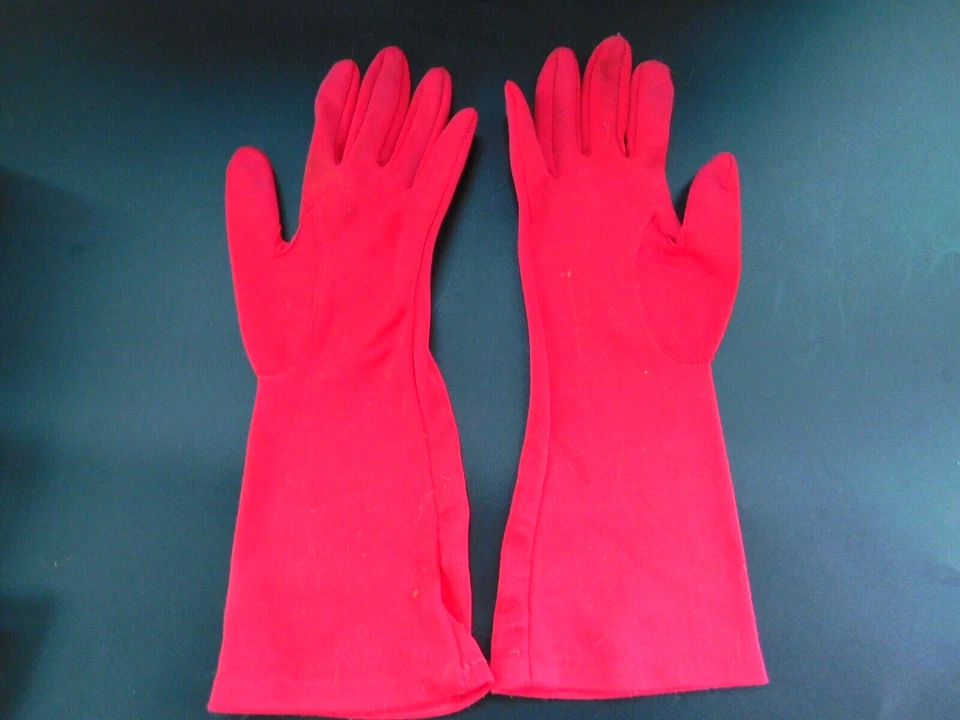 Guantes de muñeca vintage Mid-Century años 50 1960 rosa profunda para mujer Foto 2 de 3