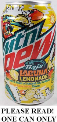 Mountain Dew Baja Laguna Lemonade FULL NEW 12oz 355ml Can Pepsi USA 2024 Ltd Ed