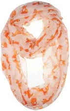 Vivian & Vincent Soft Light Weight Cartoon Fox Sheer Infinity Scarf Peach Puff