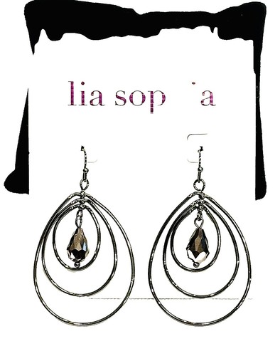 Orecchini Pendenti Lia Sophia Tono Argento Con Zirconi Cubici 2,8 Ct, Usati Eccellenti