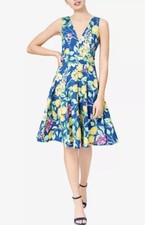 Betsey Johnson V-Neck Lemon Print Fit & Flare Dress Size 0