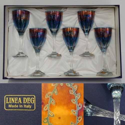Linea Deg Crystal Wine Drinking Glasses Italian Baroque Florence Vintage Set - 第 1/18 張圖片