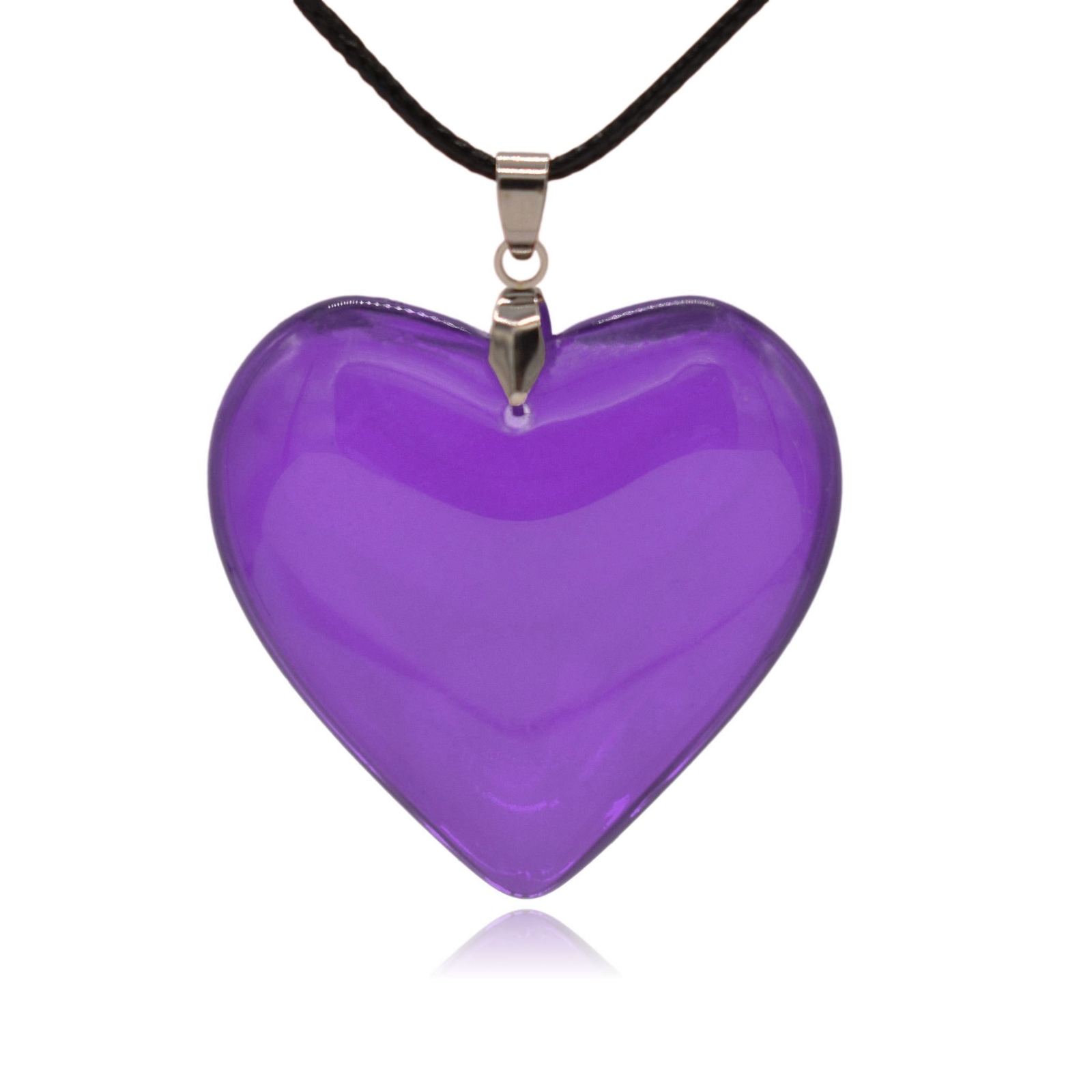 Large Solid Glass Heart Pendant Necklace eBay