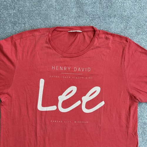 LEE Herren Retro T-Shirt Kurzarm Extra Large Slim Fit Logo 18312 Rot - Bild 2 von 8