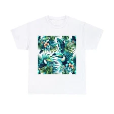 Unisex Adult Graphic T Shirt: Tropical Toucan Paradise Tropical Print Tee