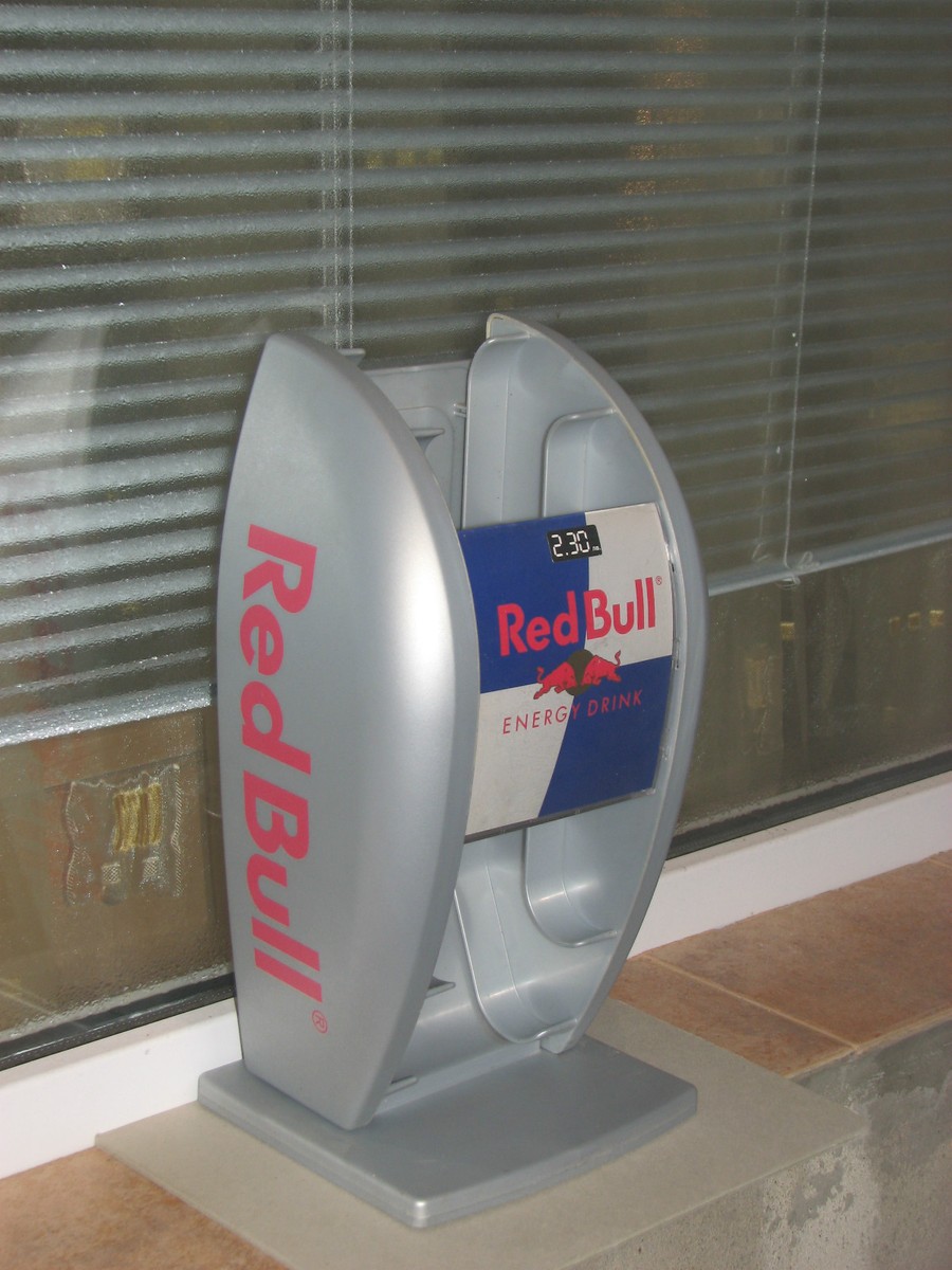 Red Bull display sign dispenser cans energy drink used rare gray