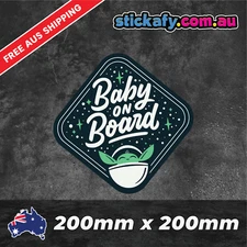 Baby Yoda Baby On Board Sticker Funny Laptop Car Window Bumper 4x4 Ute JDM Decal